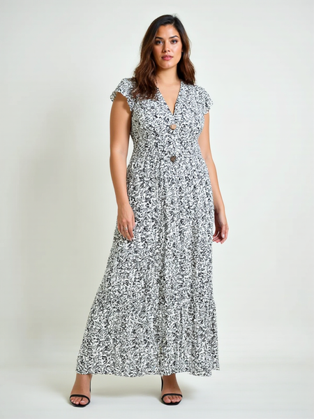 Molly Ditsy Print Dress - Black & White