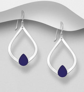 925 Sterling Silver Drop Earrings with Cobalt Blue Stones