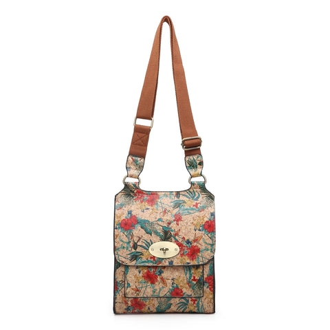 Cork Print Cross Body Bag - Bold Floral