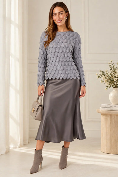 3D Petal Knit - Soft Grey