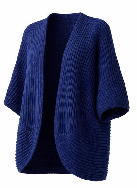 Knitted Kimono Jacket - Navy