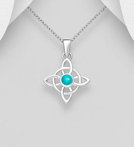 925 Sterling Silver Pendant, Turquoise Celtic Knot