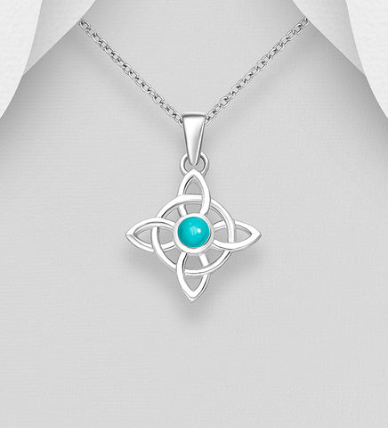 925 Sterling Silver Pendant, Turquoise Celtic Knot