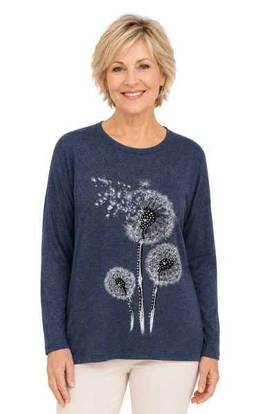 Embellished Dandelion Knit - Navy