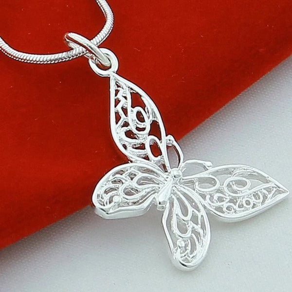925 Sterling Silver Butterfly Pendant Necklace