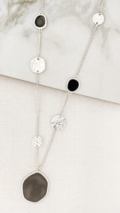 Envy - Silver Necklace with black disc Detail
