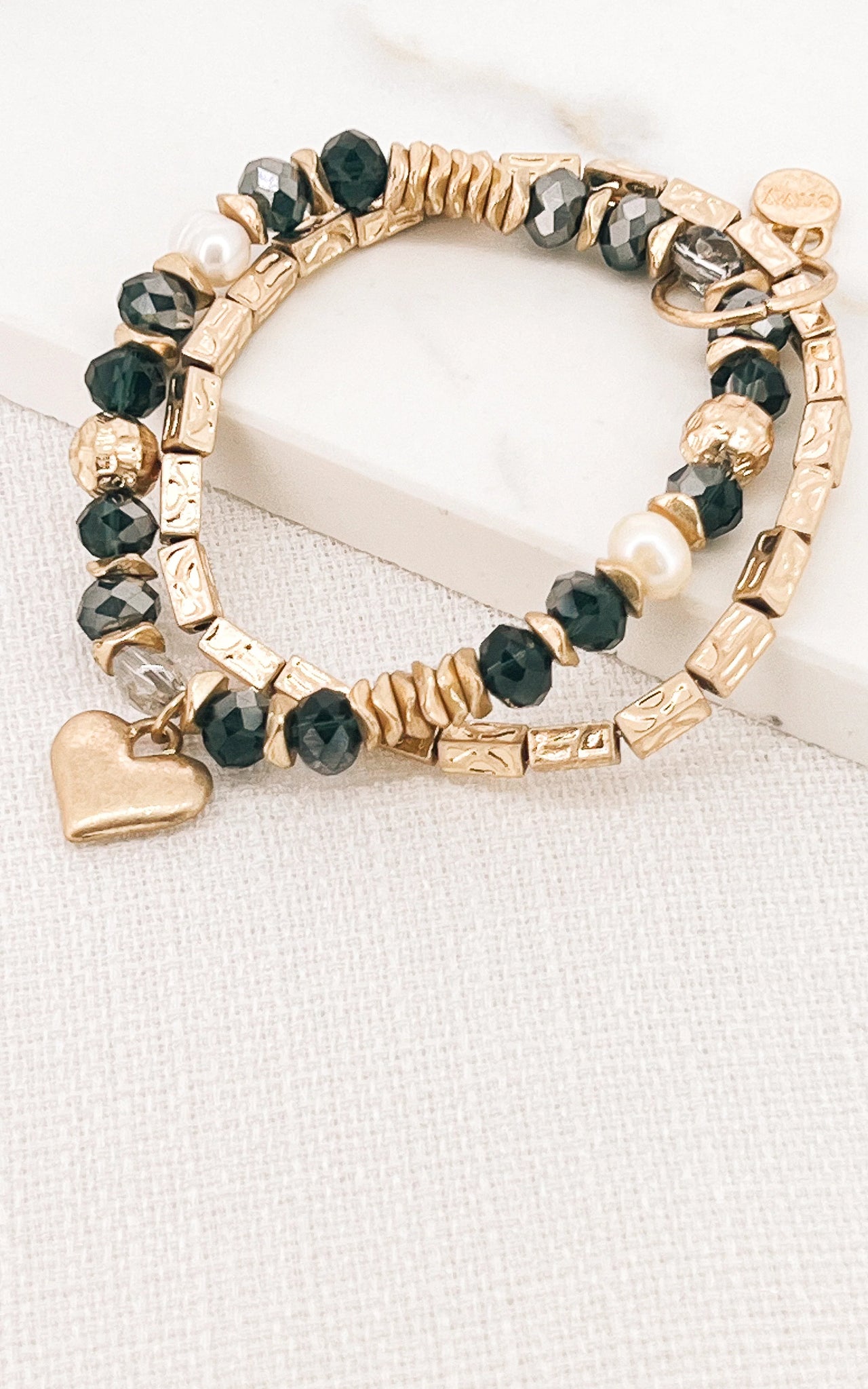 Double Layer Stretch Bracelet with heart