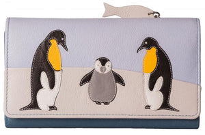 Ollie Penguin Family Tri-Fold Purse - Grey