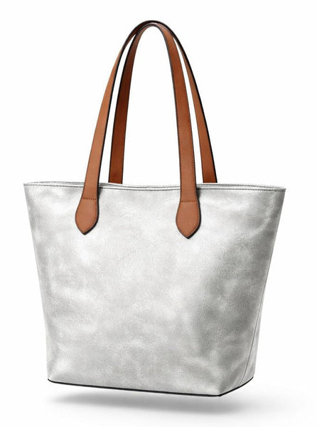 Ladies Tote Bag - Metallic Silver