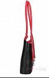 Italian Leather Pebble-Dash Backpack - Black Red