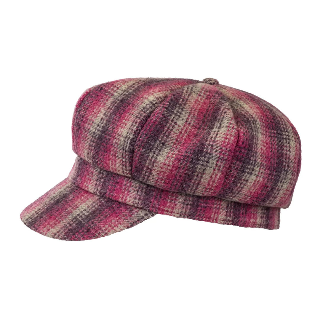 Proppa Toppa Checked  Baker Boy Cap - Beige/Pink