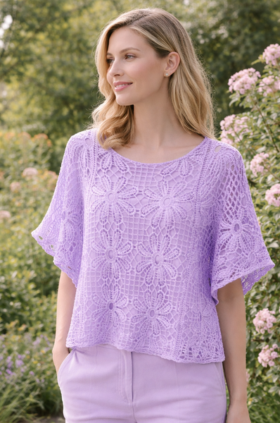 2-Piece Crochet Floral Top - Lilac
