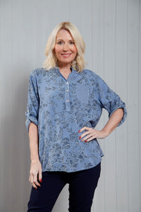 Mono Flower Blouse - Denim