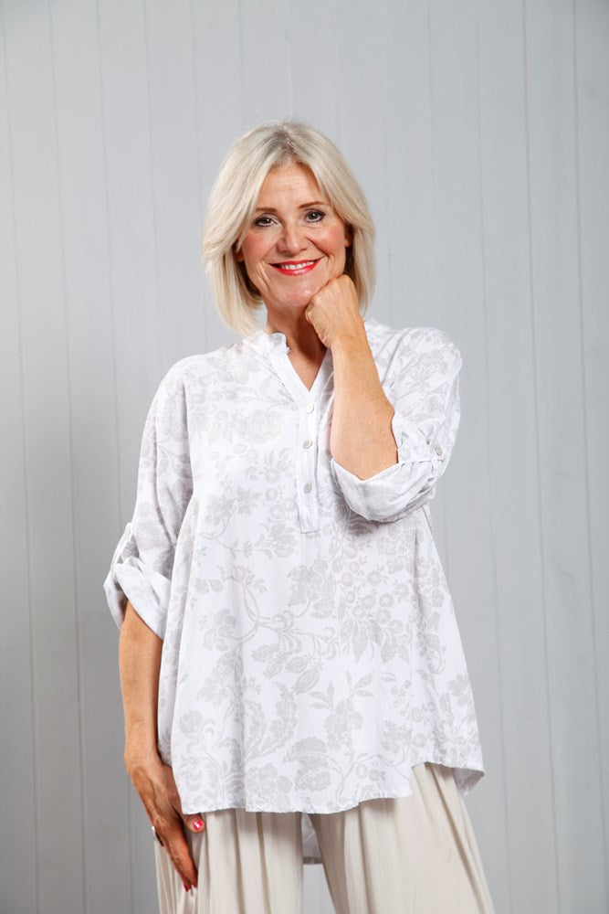 Mono Flower Blouse - White