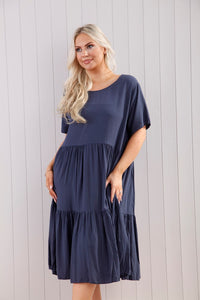 Tiered Dress - Navy