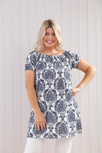 Paisley Mono Tunic - Navy