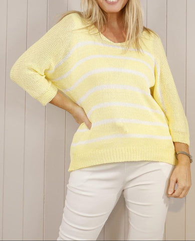 Striped Slouch Knit - Lemon