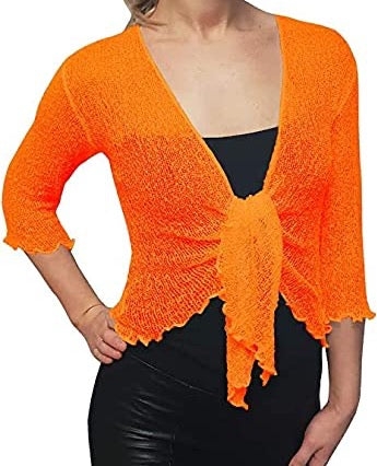 Knitted Shrug Cardigan - Orange