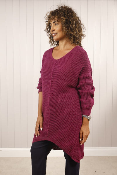 Cable Knit Tunic - Magenta