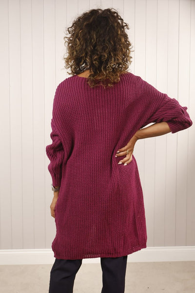 Cable Knit Tunic - Magenta