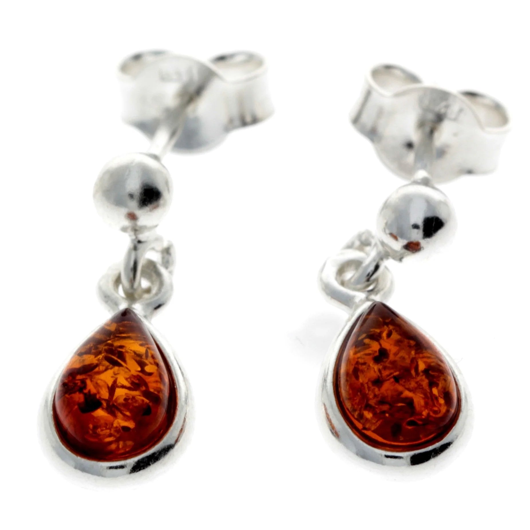 Amber 925 Silver Classic Teardrop Earrings