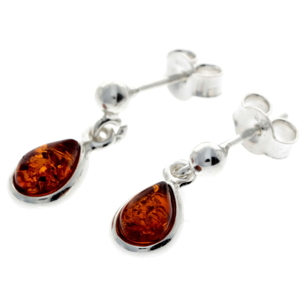 Amber 925 Silver Classic Teardrop Earrings