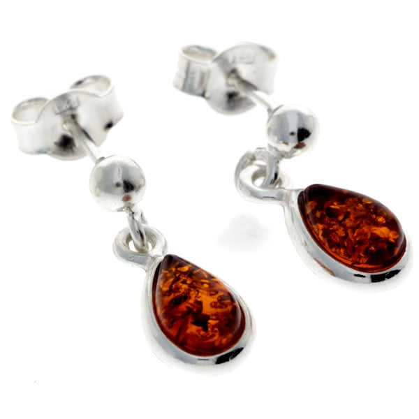 Amber 925 Silver Classic Teardrop Earrings