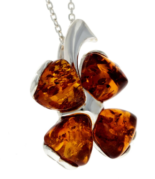 925 Silver Amber Clover Pendant