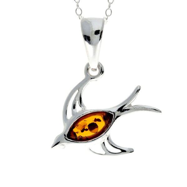 Amber 925 Silver Swallow Pendant