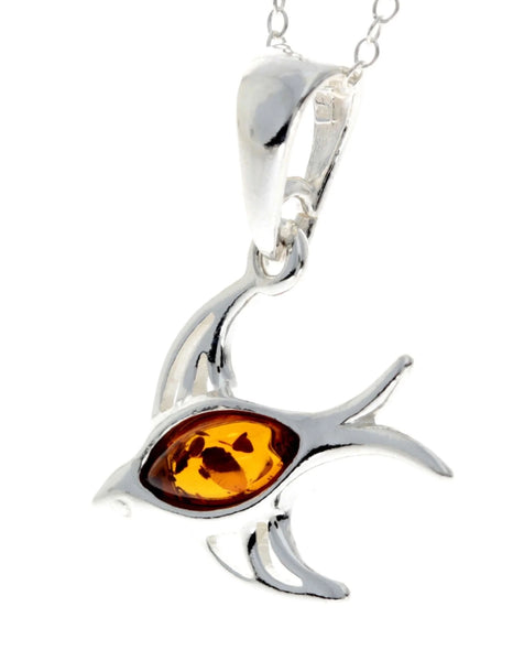 Amber 925 Silver Swallow Pendant