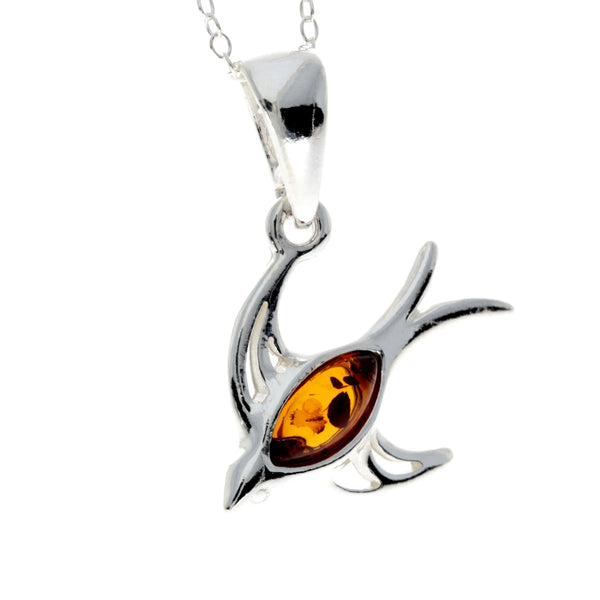 Amber 925 Silver Swallow Pendant