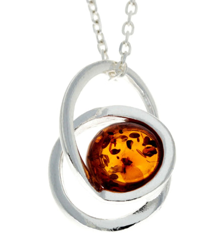 Amber 925 Silver Double Coil Pendant