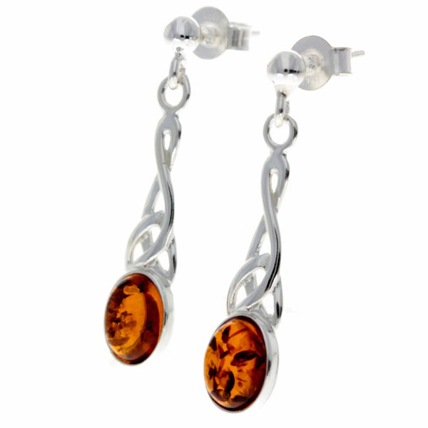 Amber 925 Silver Celtic Drop Earrings