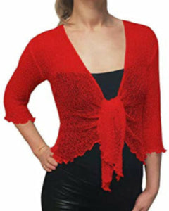 Knitted Shrug Cardigan - Red
