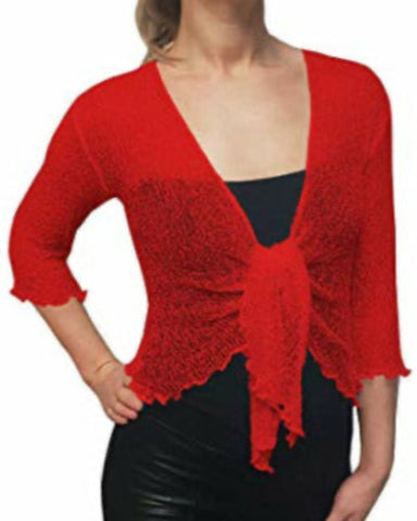Knitted Shrug Cardigan - Red