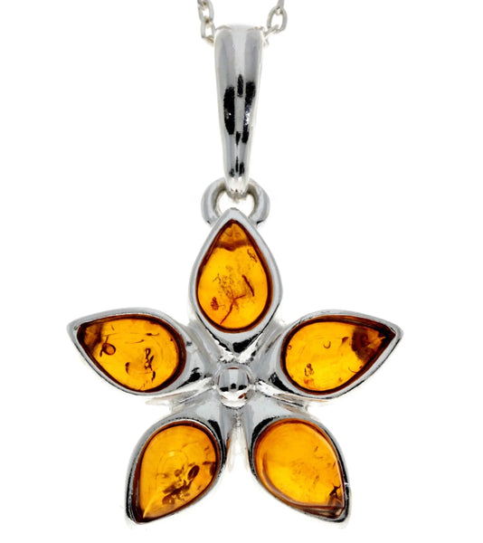 Amber 925 Silver Classic Star Pendant