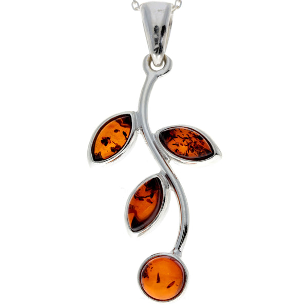 Amber 925 Silver Leaf Pendant