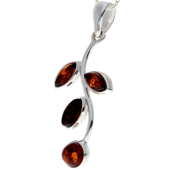 Amber 925 Silver Leaf Pendant