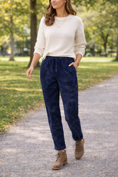 Floral Print Magic Trousers - Navy