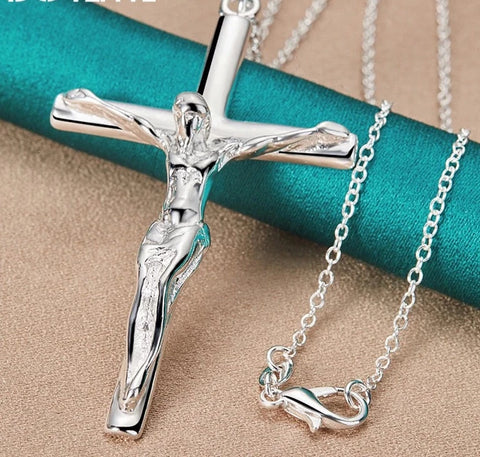 925 Sterling Silver Crucifix Pendant Necklace