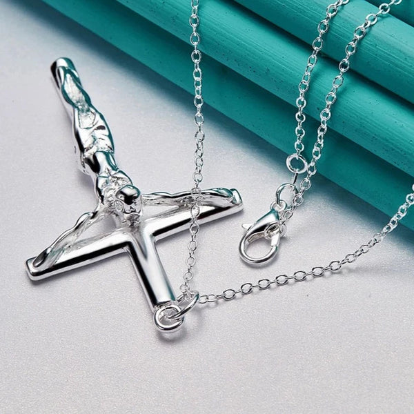925 Sterling Silver Crucifix Pendant Necklace