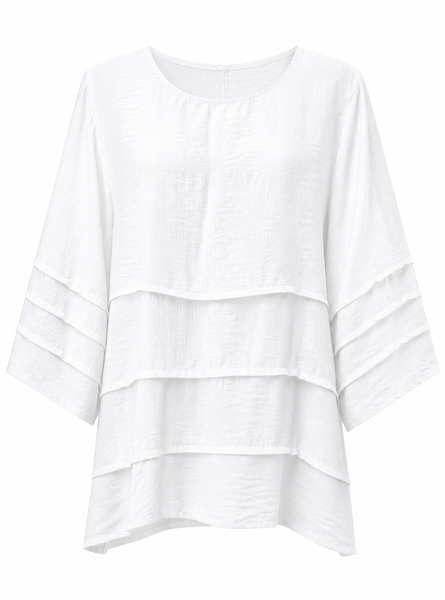 Pin Tuck Plain Top - White
