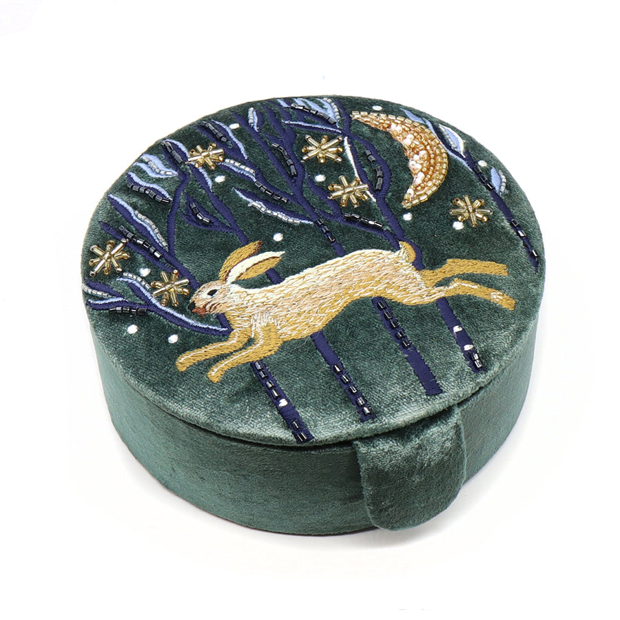 Lavenham Leaping Hare Round Jewellery Box