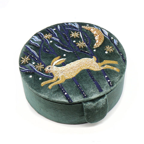 Lavenham Leaping Hare Round Jewellery Box