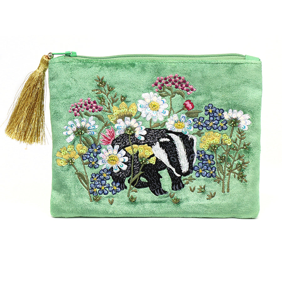 Floral Badger Make-Up Purse
