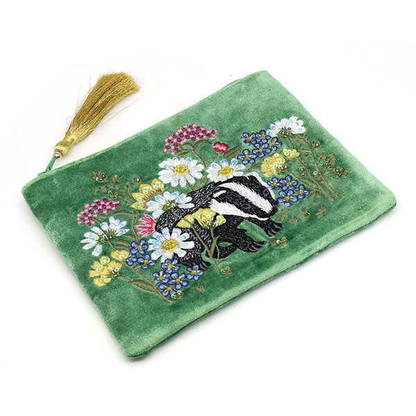 Floral Badger Make-Up Purse