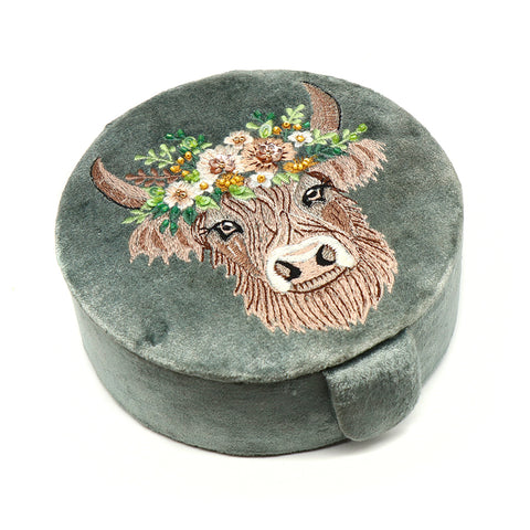 Highland Cow Round Jewellery Box
