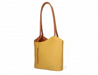 Italian Leather Pebble-Dash Backpack - Yellow & Tan