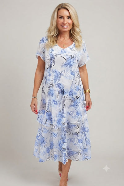 Paisley Carol Layered Dress  - White
