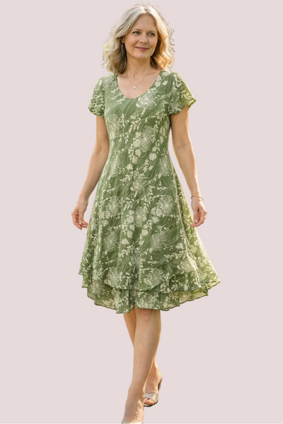Carol Layered Dandelion Dress - Sage